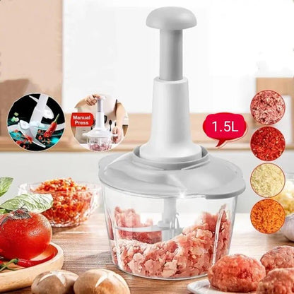 Manual Food Chopper Stainless Steel Blades