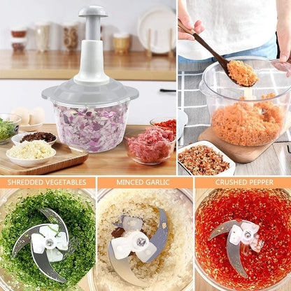 Manual Food Chopper Stainless Steel Blades