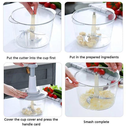 Manual Food Chopper Stainless Steel Blades